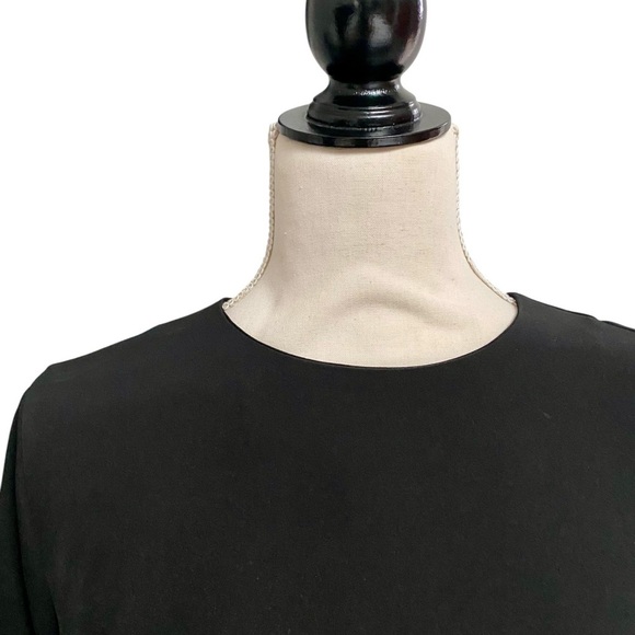 Carmen Marc Valvo Black Ruffle Bell Sleeve Blouse Sz 6 Elegant Statement Top NWT - Picture 2 of 14